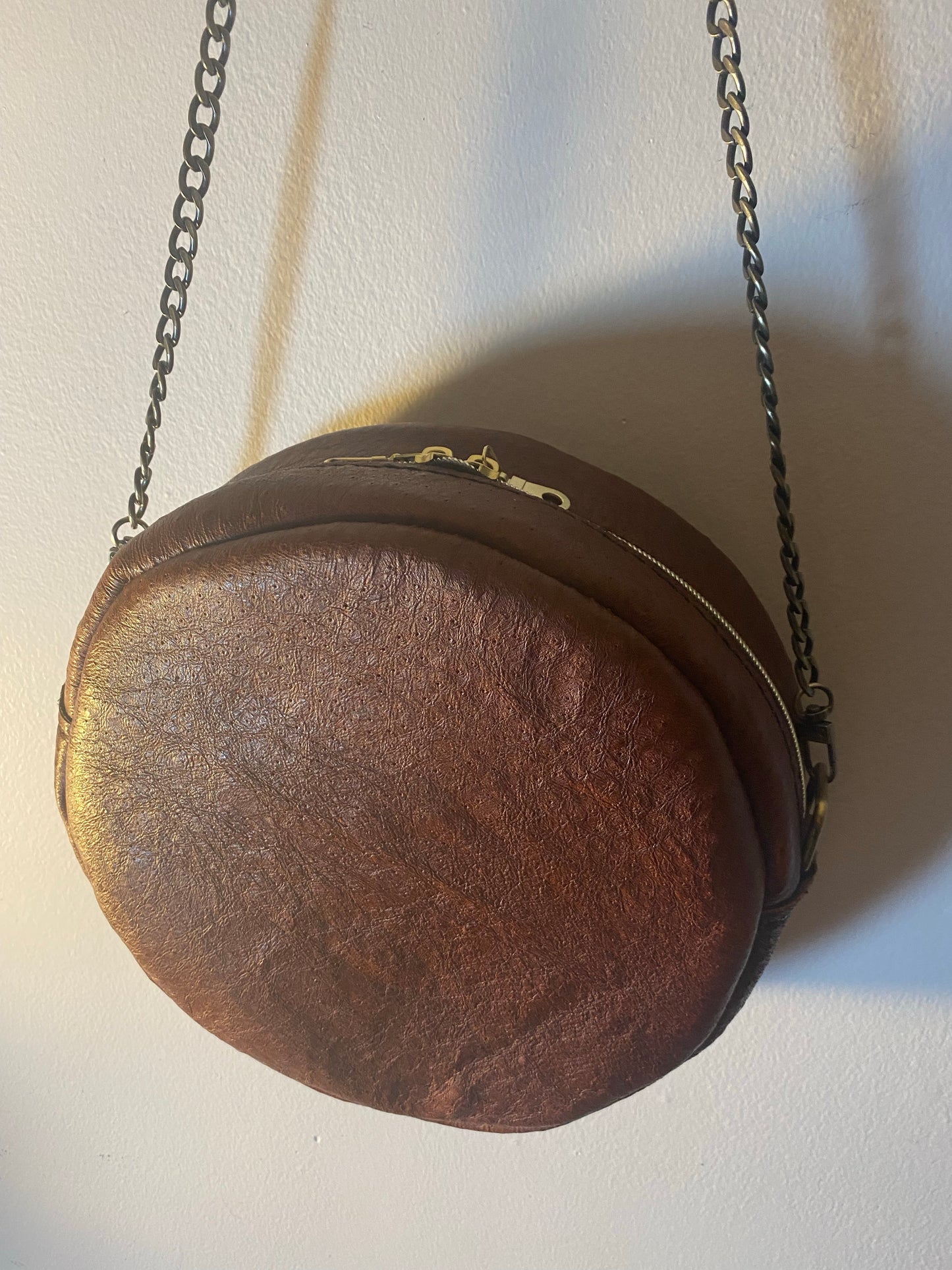 Ostrich Leather Circle Bag